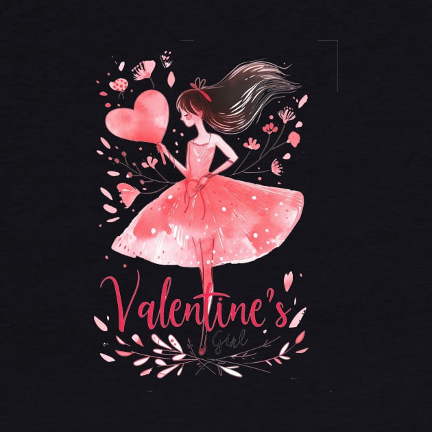 Valentine's Girl: Pink & Brown Doodle Watercolor Heart Tee by YUED